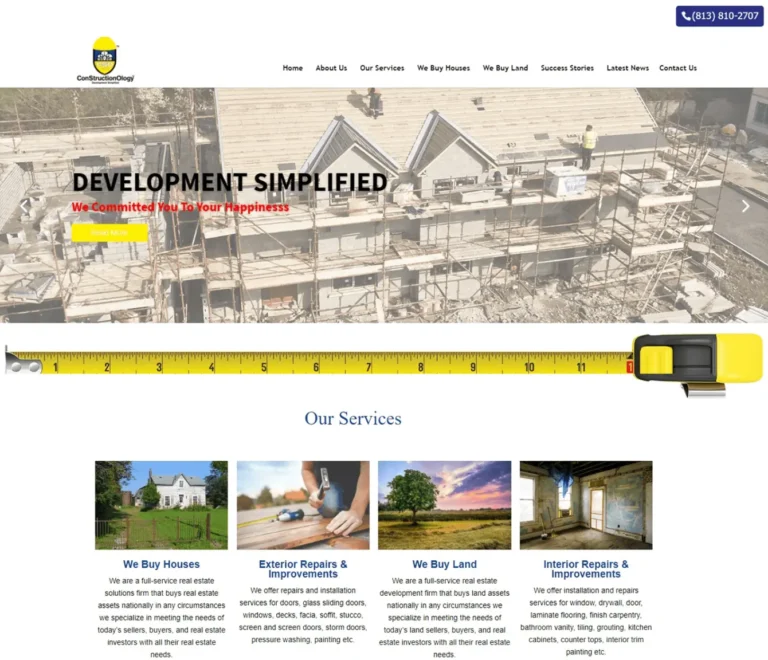 ConStructionOlogy construction and remodeling website project screenshot