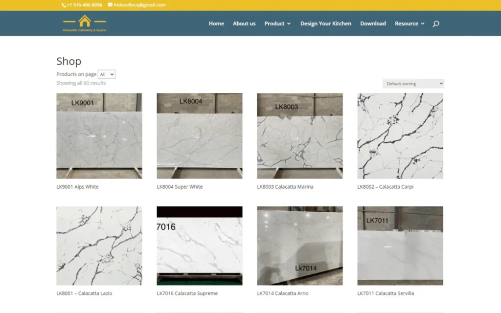 Hicksville Cabinetry and Quartz website project screenshot