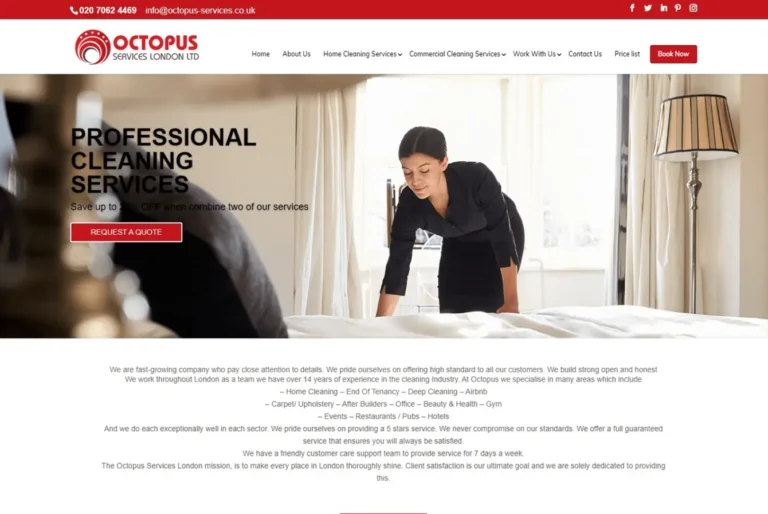 Octopus Services London business services website project screenshot